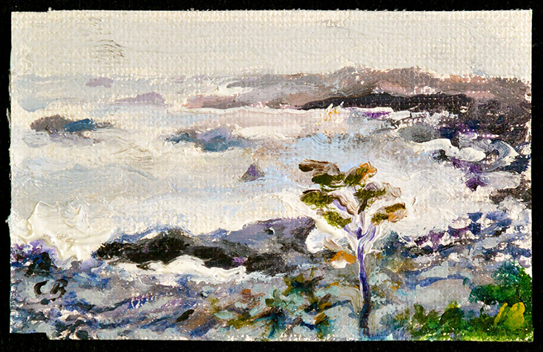 Christy Bergland, acrylic boxes, Gray Day-Ocean Ave. Biddeford Pool ME