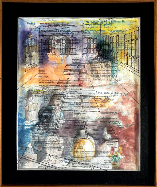 Christy Bergland, acrylic boxes, A Sheppard Pratt Corridor Echos its Conferences