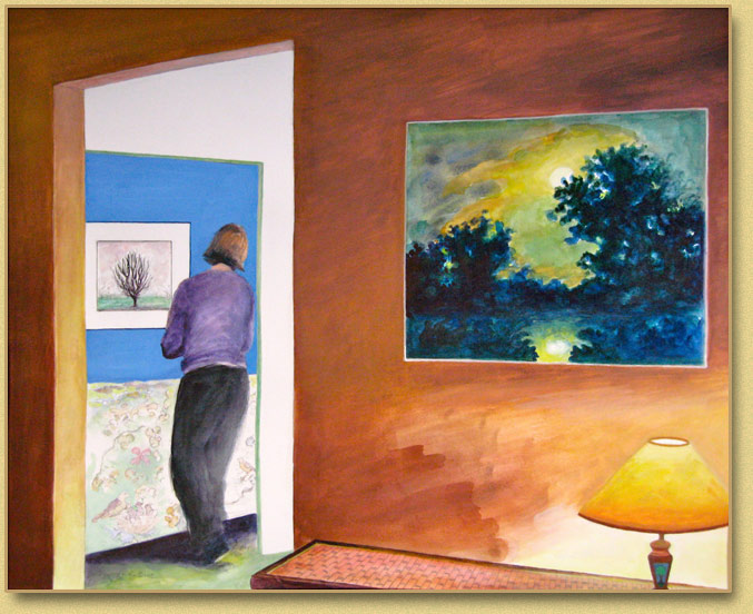 Jay In Her Acupuncture Office With Moonlight and Trees After R.A. Blakelock and J. Hyde