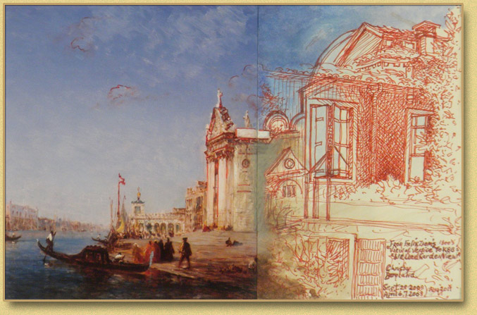 Felix Ziem's Grand Canal with a Walled Venetian Garden View 