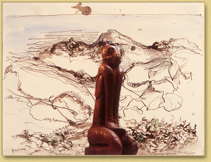 Key Margo Cat With Fossils in the Rocks and Sky