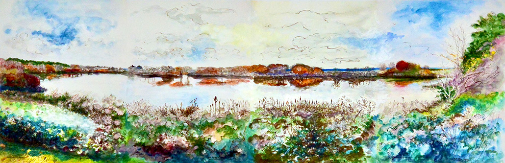 Christy Bergland, Late Autumn Panorama at Great Pond